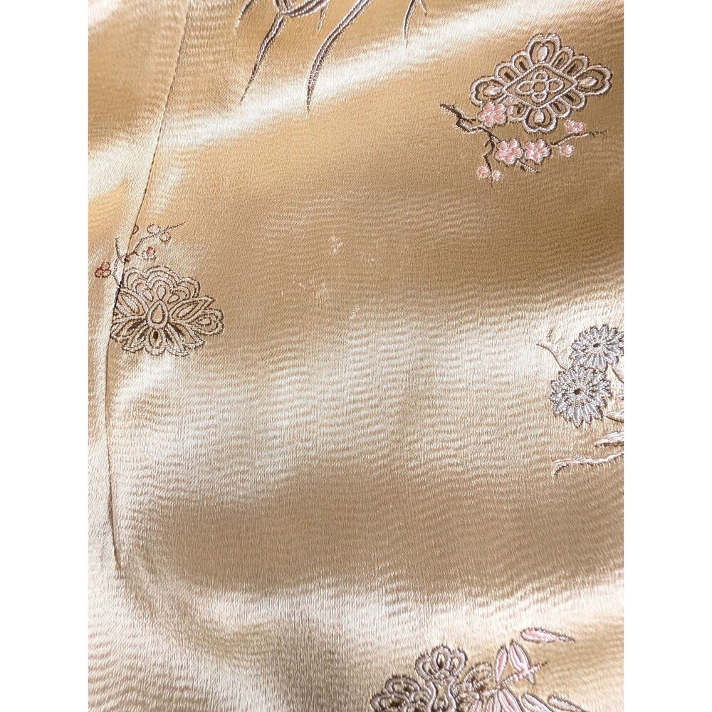 Vintage Silk Jacquard Qipao Cheongsam Dress Champagne Gold Chinese Dress Elegant - Picture 12 of 13